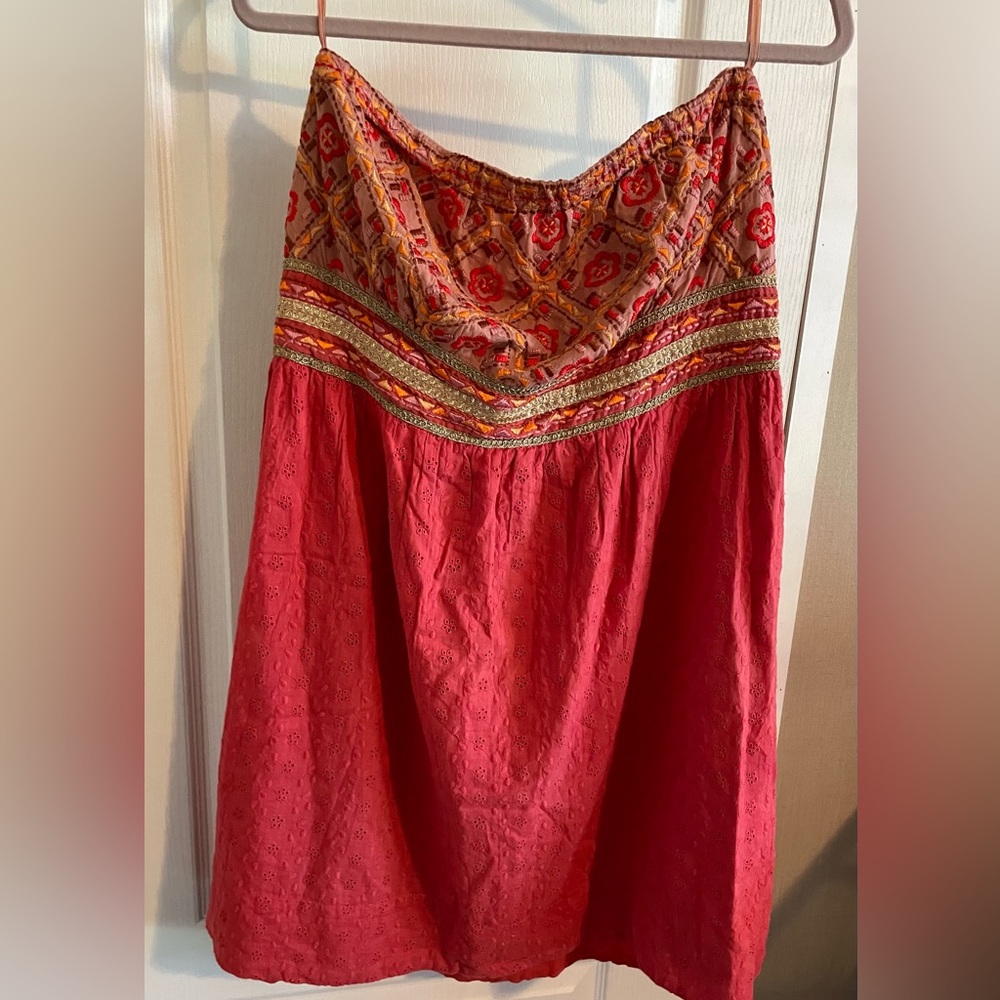 American Rag strapless coral beaded mini dress